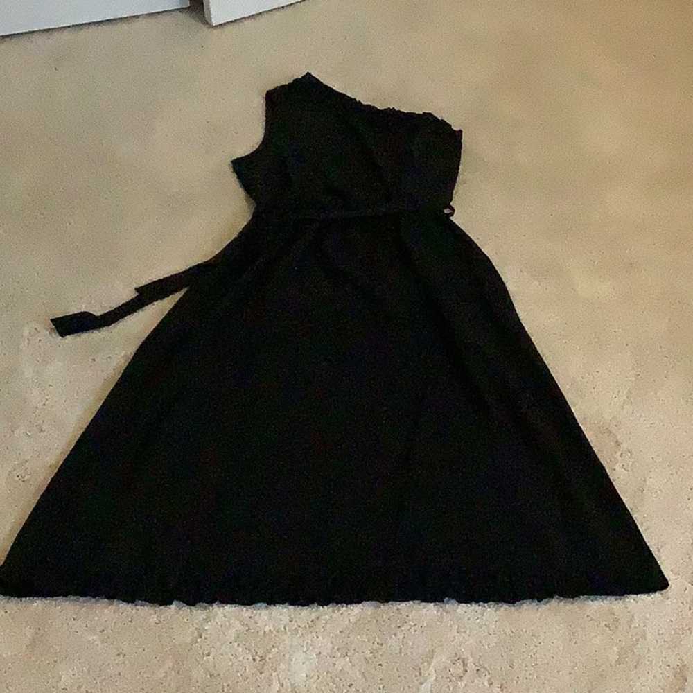 Black one shoulder calf length dress NWOT, size S